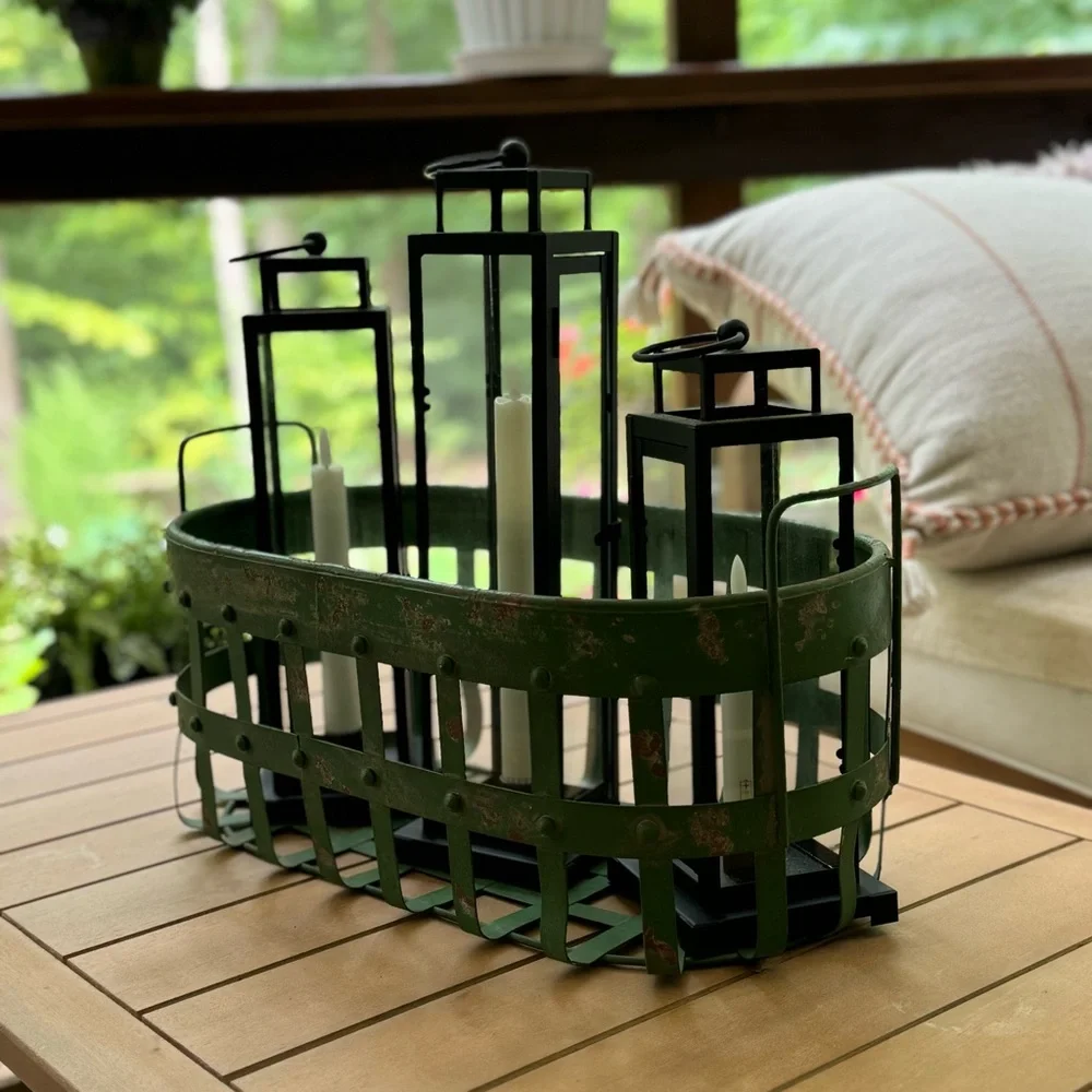 Miljögården - METAL BASKET HAROLD OVAL ANTIQUE Green